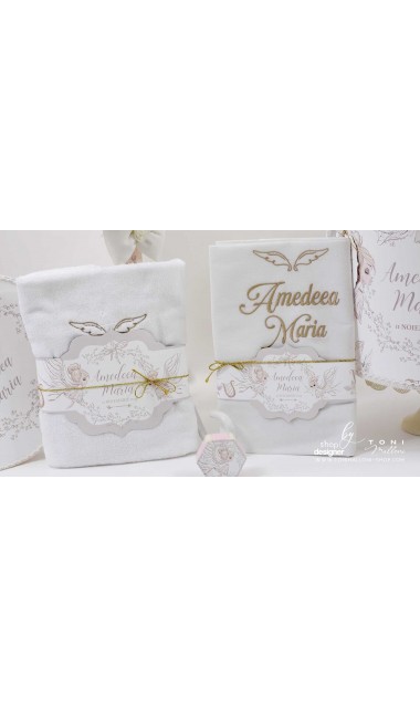 Trusou botez alb cu ingeri ideal pentru iarna Ingerul alb 10